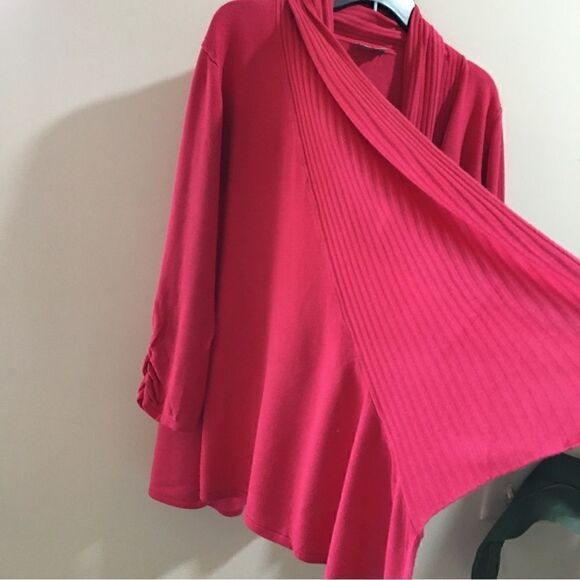 PLUS SIZE PINK CASCADE CARDIGAN - Picture 5 of 8